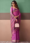 Orchid Purple Woven Designer Cotton Saree