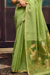 Pista Green Banarasi Cotton Silk Saree
