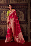 Paprika Red Banarasi Dola Silk Designer Saree