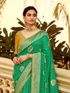 Parrot Green Banarasi Silk Saree With Contrast Blouse