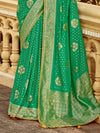 Parrot Green Banarasi Silk Saree With Contrast Blouse