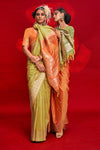 Parrot Green Banarasi Tussar Silk Saree