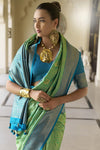 Parrot Green Kanjivaram Saree With Zari Weaving