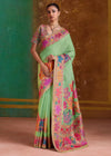 Parrot Green Kashmiri Kani Jamawar Cotton Saree