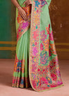 Parrot Green Kashmiri Kani Jamawar Cotton Saree