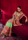 Parrot Green Kashmiri Pashmina Silk Saree