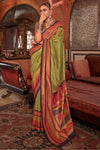 Parrot Green Printed Patola Saree