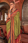 Parrot Green Printed Patola Saree