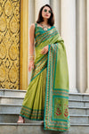 Parrot Green Tissue Silk Saree