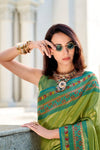 Parrot Green Tissue Silk Saree