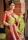 Parrot Green Woven Banarasi Silk Saree