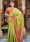 Parrot Green Woven Banarasi Silk Saree