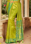 Parrot Green Woven Kanjivaram Silk Saree