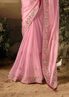 Parrot Pink Fancy Dola Silk Designer Saree