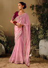 Parrot Pink Fancy Dola Silk Designer Saree