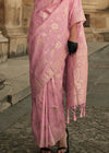 Parrot Pink Festive Zari Woven Banarasi Saree