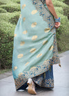 Pastel blue Embroidered Designer Tissue Silk Saree