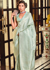 Pastel Blue Woven Kanjivaram Saree