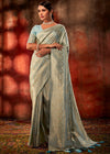 Pastel Blue Woven Kanjivaram Satin Silk Saree