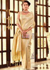 Pastel Cream and Gold Woven Kanjivaram Saree