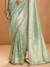 Pastel Green Banarasi Bridal Tissue Silk Saree