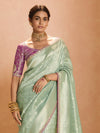 Pastel Green Banarasi Bridal Tissue Silk Saree