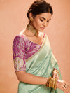 Pastel Green Banarasi Bridal Tissue Silk Saree