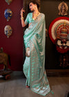 Pastel Green Banarasi Woven Satin Silk Saree