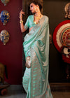 Pastel Green Banarasi Woven Satin Silk Saree