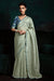 Pastel Green Designer Organza Saree with Embroidery Border