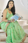 Pastel Green Linen Cotton Saree