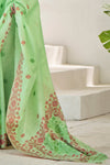 Pastel Green Linen Cotton Saree