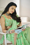 Pastel Green Linen Cotton Saree