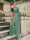 Pastel Green Organza Silk Saree With Embroidery