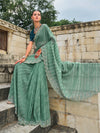 Pastel Green Organza Silk Saree With Embroidery