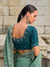 Pastel Green Organza Silk Saree With Embroidery