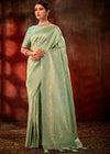 Pastel Green Woven Kanjivaram Satin Silk Saree