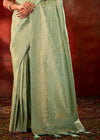 Pastel Green Woven Kanjivaram Satin Silk Saree