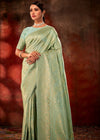 Pastel Green Woven Kanjivaram Satin Silk Saree