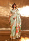 Pastel Green Zari Tissue Silk Saree