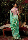 Pastel Green Zari Woven Fancy Dola Silk Designer Saree