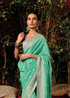 Pastel Green Zari Woven Fancy Dola Silk Designer Saree