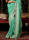 Pastel Green Zari Woven Fancy Dola Silk Designer Saree