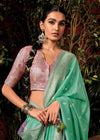 Pastel Green Zari Woven Fancy Dola Silk Designer Saree