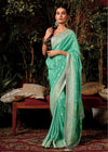 Pastel Green Zari Woven Fancy Dola Silk Designer Saree