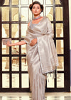 Pastel Grey Woven Kanjivaram Saree