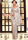 Pastel Grey Woven Kanjivaram Saree