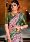 Pastel Lavender and Green Kanjivaram Saree