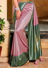 Pastel Lavender and Green Kanjivaram Saree