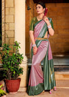 Pastel Lavender and Green Kanjivaram Saree